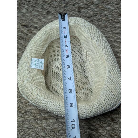 Mens World Cup Fedora Straw Hat Beige Brown Headband Size S - Picture 8 of 9